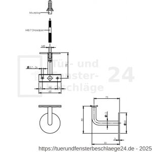 Intersteel Essentials 7300 Handlaufhalter gebogen runde Auflage Edelstahl gebürstet - D26003977 - afbeelding 2