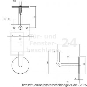 Intersteel Essentials 7300 Handlaufhalter gebogen Flach Auflage Edelstahl gebürstet - D26008807 - afbeelding 2