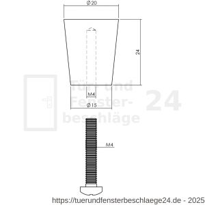 Intersteel Essentials 8510 Möbelknopf 20 mm konisch Edelstahl gebürstet - D26007873 - afbeelding 2