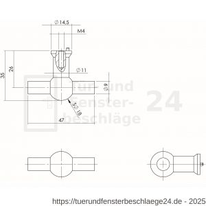 Intersteel Living 8510 Möbelknopf T-Form gerade 18 mm Edelstahl gebürstet - D26007865 - afbeelding 2