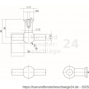 Intersteel Living 8510 Möbelknopf T-Form gerade 20 mm Edelstahl gebürstet - D26007866 - afbeelding 2