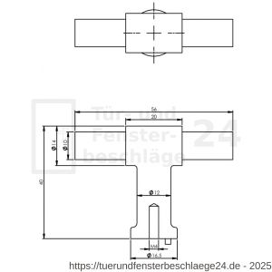 Intersteel Essentials 8510 Möbelknopf T-Form gerade-gerade 20 mm Edelstahl gebürstet - D26006199 - afbeelding 2