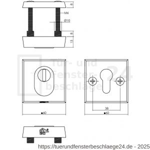Intersteel Living 3750 Sicherheitsrosette SKG*** eckig mit Kernziehschutz aluminium - D26010048 - afbeelding 2