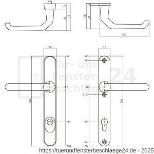 Intersteel Living 3799 Schutzbeschlag Schmallschilder SKG*** mit Profilzylinder-Lochung 92 mm und Kernziehschutz oval Haustürbeschlag Aluminium - D26008851 - afbeelding 2