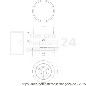 Intersteel Living 3929 Haustürknopf rund 55 mm einseitige Montage Aluminium - D26008852 - afbeelding 2