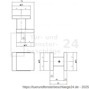 Intersteel Living 3929 Haustürknopf eckig 58x58 mm einseitige Montage Aluminium - D26010049 - afbeelding 2