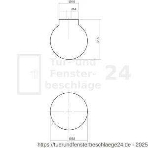 Intersteel Living 8578 Knopf 18/35 mm kugelförmig Eschenholz - D26004041 - afbeelding 2