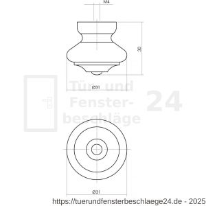 Intersteel Living 8578 Knopf 23/30 mm mit Spitze-klein Eschenholz - D26004044 - afbeelding 2