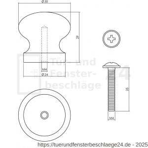Intersteel Living 8578 Knopf 30 mm Kiefernholz - D26004046 - afbeelding 2
