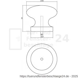 Intersteel Living 8578 Knopf 40 mm Kiefernholz - D26004048 - afbeelding 2