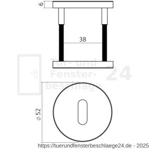 Intersteel Essentials 1020 Schlüsselrosetten verdeckt 52x6 mm PVD messing matt - D26010975 - afbeelding 2