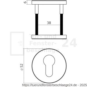 Intersteel Essentials 1020 Zylinderrosetten verdeckt 52x6 mm PVD messing matt - D26010980 - afbeelding 2