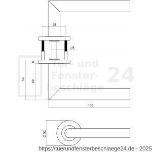 Intersteel Essentials 1021 Türdrücker Q 01 auf Rosette verdeckt 52x6 mm PVD messing matt - D26010950 - afbeelding 2