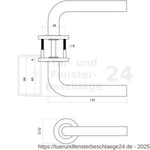 Intersteel Essentials 1022 Türdrücker Q 02 auf Rosette verdeckt 52x6 mm PVD messing matt - D26010955 - afbeelding 2