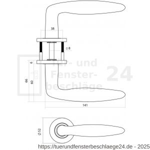 Intersteel Essentials 1023 Türdrücker Q 03 auf Rosette verdeckt 52x6 mm PVD messing matt - D26010960 - afbeelding 2