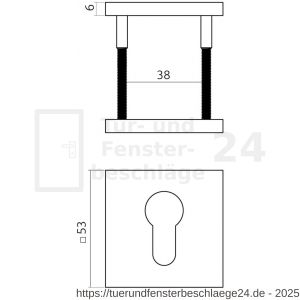 Intersteel Essentials 1030 Zylinderrosetten verdeckt 53x53x6 mm PVD messing matt - D26010995 - afbeelding 2