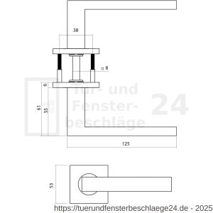 Intersteel Essentials 1035 Türdrücker Q 05 auf Rosette verdeckt 53x53x6 mm PVD messing matt - D26010970 - afbeelding 2