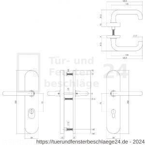 Intersteel Living 3821 Schutzbeschlag SKG*** oval mit Kernziehschutz und Profilzylinder-Lochung 72 mm Messing unlackiert - D26009069 - afbeelding 3