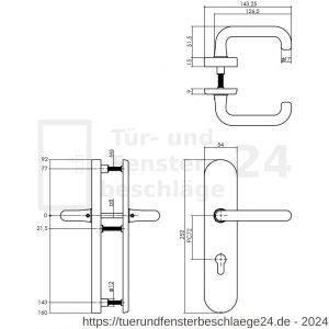 Intersteel Living 3819 Schutzbeschlag oval Drücker-Drücker mit Profilzylinder-Lochung 72 mm Messing Natur - D26009071 - afbeelding 2