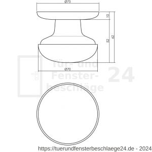 Intersteel Living 3930 Türknopf feststehend 70/80 mm Messing Natur - D26007414 - afbeelding 2