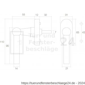 Intersteel Living 6050 Fenstergriff L-Modell Messing Natur - D26003732 - afbeelding 2