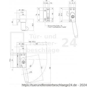 Intersteel Living 6616 Fensterverriegelung Ton 400 abschließbar rechts Messing Natur/Ebenholz - D26003815 - afbeelding 2