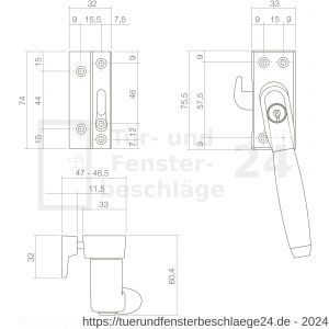 Intersteel Living 6616 Fensterverriegelung Ton 400 abschließbar links Messing Natur/Ebenholz - D26003816 - afbeelding 2