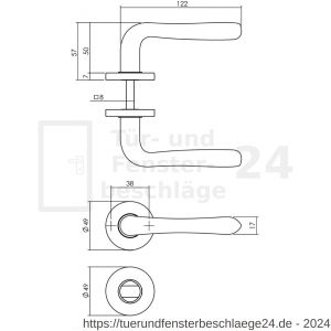 Intersteel Living 0198 Türdrücker Saturnus auf Rosette 49x7 mm mit Bad-WC 8 mm Stift Messing lackiert - D26010582 - afbeelding 2