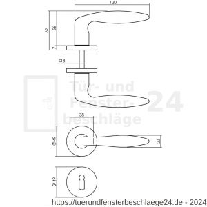 Intersteel Living 0199 Türdrücker Sigaar auf Rosette 49x7 mm mit BB-Rosetten Messing lackiert - D26010583 - afbeelding 2