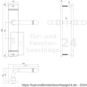 Intersteel Living 1705 Türdrücker Helena auf Schild 235x45x8 mm BB 72 mm Messing lackiert - D26004788 - afbeelding 2