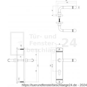 Intersteel Living 1705 Türdrücker Helena auf Schild mit Profilzylinder-Lochung 72 mm Messing lackiert - D26004789 - afbeelding 2