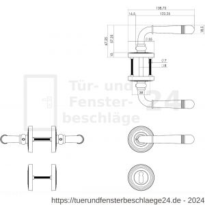 Intersteel Living 1725 Türdrücker Helena auf Rosette 55x10 mm mit BB-Rosetten Messing PVD - D26001775 - afbeelding 2