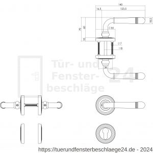 Intersteel Living 1725 Türdrücker Helena auf Rosette 55x10 mm mit PZ Rosetten Messing PVD - D26001776 - afbeelding 2