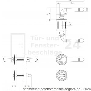 Intersteel Living 1725 Türdrücker Helena auf Rosette 55x10 mm mit Bad-WC 8 mm Stift Garnitur Messing PVD - D26001777 - afbeelding 2