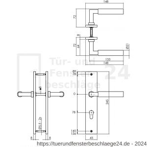 Intersteel Living 1742 Türdrücker Bau-Stil auf Schild 245x45 mm PZ 78 mm Messing Titan PVD - D26010586 - afbeelding 2