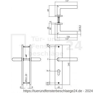 Intersteel Living 1743 Türdrücker Bastian auf Schild 245x45 mm PZ 78 mm Messing Titan PVD - D26010588 - afbeelding 2