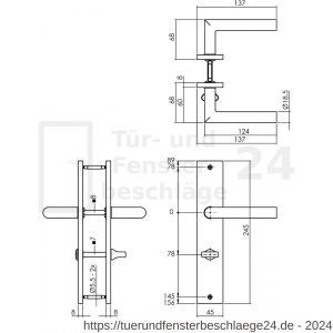 Intersteel Living 1743 Türdrücker Bastian auf Schild 245x45 mm Bad-WC 78 mm und 7 mm Stift Messing Titan PVD - D26010590 - afbeelding 2