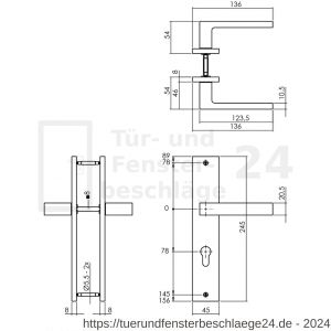 Intersteel Living 1744 Türdrücker Hera auf Schild 245x45 mm PZ 78 mm Messing Titan PVD - D26010592 - afbeelding 2