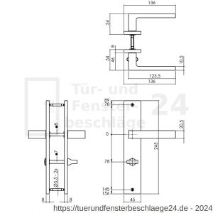 Intersteel Living 1744 Türdrücker Hera auf Schild 245x45 mm Bad-WC 78 mm und 7 mm Stift Messing Titan PVD - D26010594 - afbeelding 2