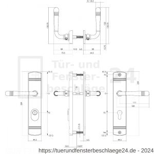 Intersteel Living 3777 Schutzbeschlag Helena Drücker-Drücker mit Kernziehschutz und Profilzylinder-Lochung 72 mm Messing lackiert - D26010203 - afbeelding 2