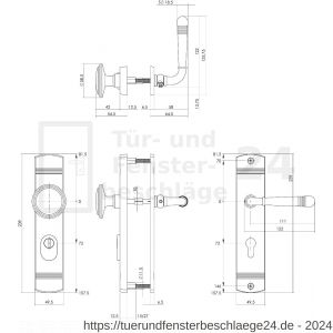 Intersteel Living 3778 Schutzbeschlag Helena Griff-Drücker mit Kernziehschutz und Profilzylinder-Lochung 72 mm Messing lackiert - D26010205 - afbeelding 2