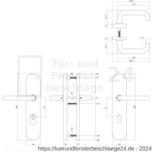 Intersteel Living 3821 Schutzbeschlag mit Kernziehschutz und Profilzylinder-Lochung oval Messing 72 mm - D26007953 - afbeelding 2