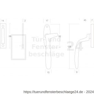 Intersteel Living 5615 Fensterverriegelung links Dudok Messing lackiert - D26007712 - afbeelding 2