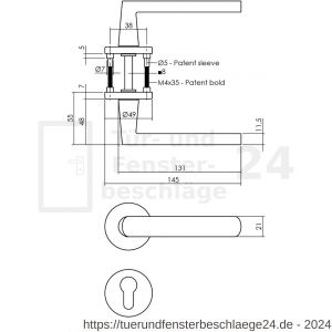 Intersteel Living 0464 Türdrücker Sora mit Rosette 49x7 mm mit PZ-Rosetten Messing matt Titan PVD - D26010596 - afbeelding 2