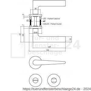 Intersteel Living 0465 Türdrücker Tiga mit Rosette 49x7 mm mit Bad-WC 8 mm stift Messing matt Titan PVD - D26010600 - afbeelding 2