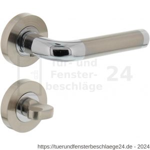 Intersteel Living 1683 Türdrücker Agatha auf Rosette 52x10 mm mit Bad-WC 8 mm stift Chrom-Nickel matt - D26004848 - afbeelding 1