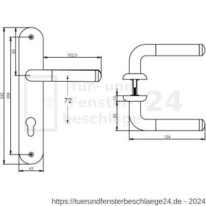 Intersteel Living 1683 Türdrücker Agatha auf Schild 242x43x10 mm PZ 72 mm Chrom/Nickel matt - D26004858 - afbeelding 2