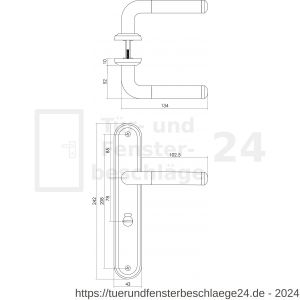 Intersteel Living 1683 Türdrücker Agatha auf Schild 242x43x10 mm mit Bad-WC 78 mm und 8 mm stift Chrom-Nickel matt - D26004863 - afbeelding 2