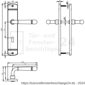 Intersteel Living 1705 Türdrücker Helena auf Schild 235x45x8 mm BB 72 mm Chrom - D26004956 - afbeelding 2