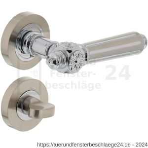 Intersteel Living 1716 Türdrücker Julietta auf Rosette 52x10 mm mit Bad-WC 8 mm Chrom-Nickel matt - D26004981 - afbeelding 1